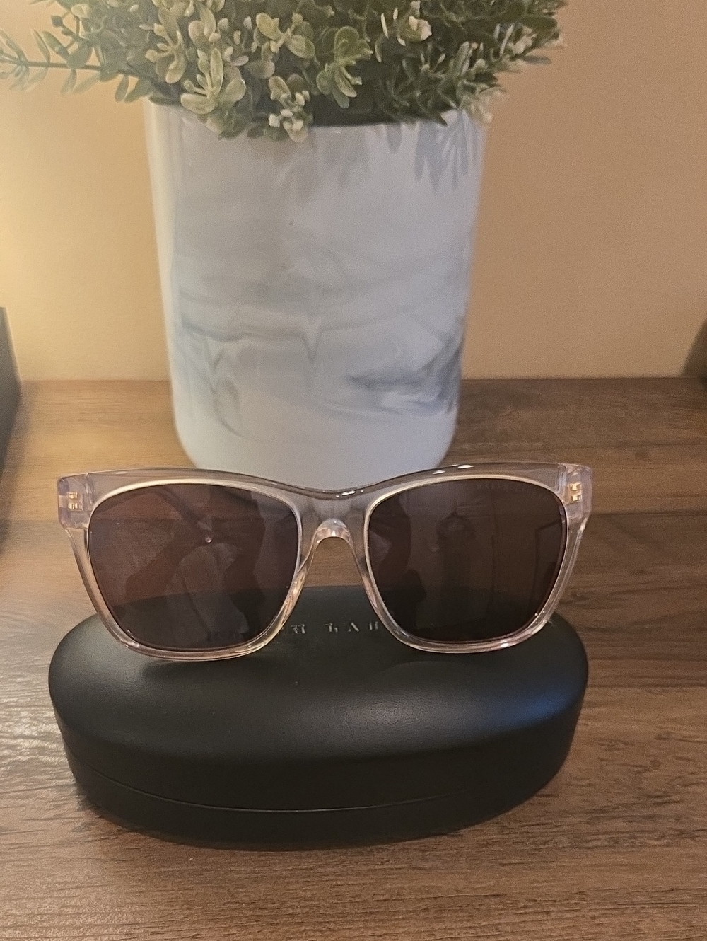 Ralph Lauren Clear Square Sunglasses with Brown Lenses